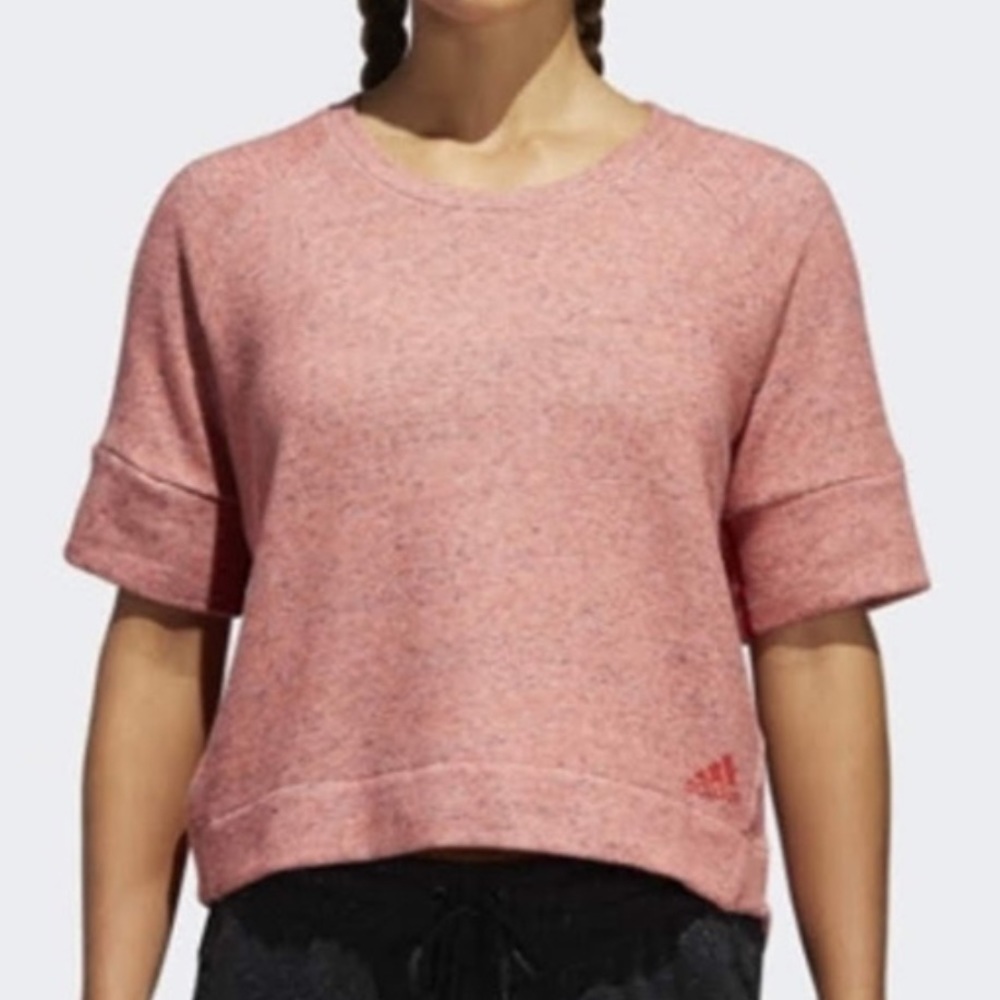 Adidas Coral/Hot Pink Cropped Sweatshirt Sz.S